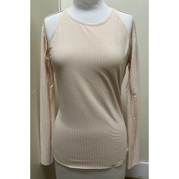 NWT Alice McCall Peach 'Every Day Top' Open Back Cold Shoulder Ribbed Shirt-8US - Picture 1 of 7